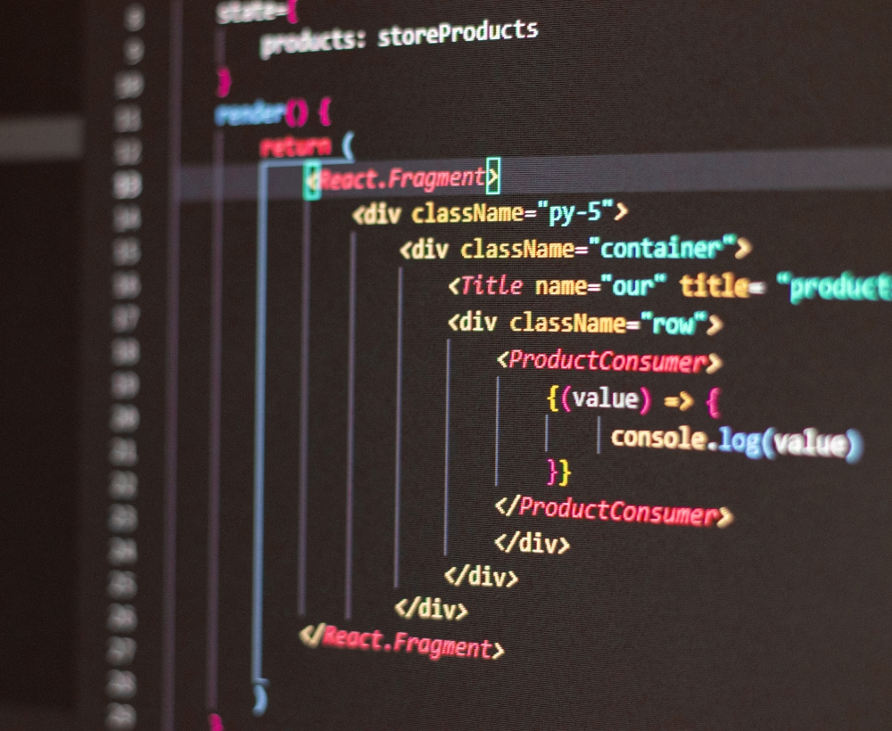Code-Ansicht für Webentwicklung in der Schweiz – individuelle Websites von Lumovo