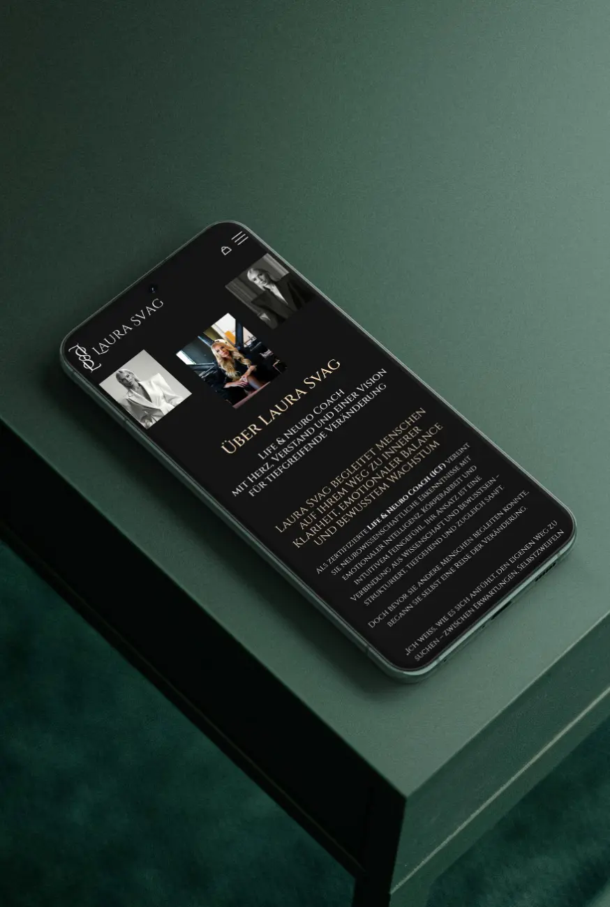 Mobile Ansicht der Laura Svag Website – responsive Webdesign von Lumovo